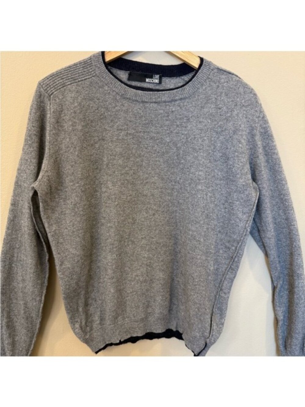 Love Moschino Men’s Wool Cashmere Crewneck Sweater Gray Size M Approx. 40″ Chest